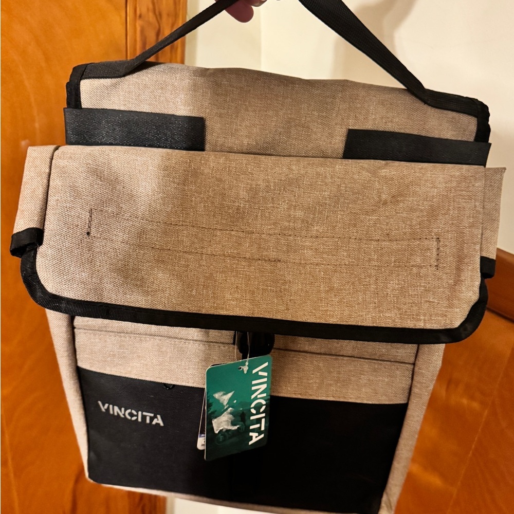 Tan and Black Bicyclists Bag